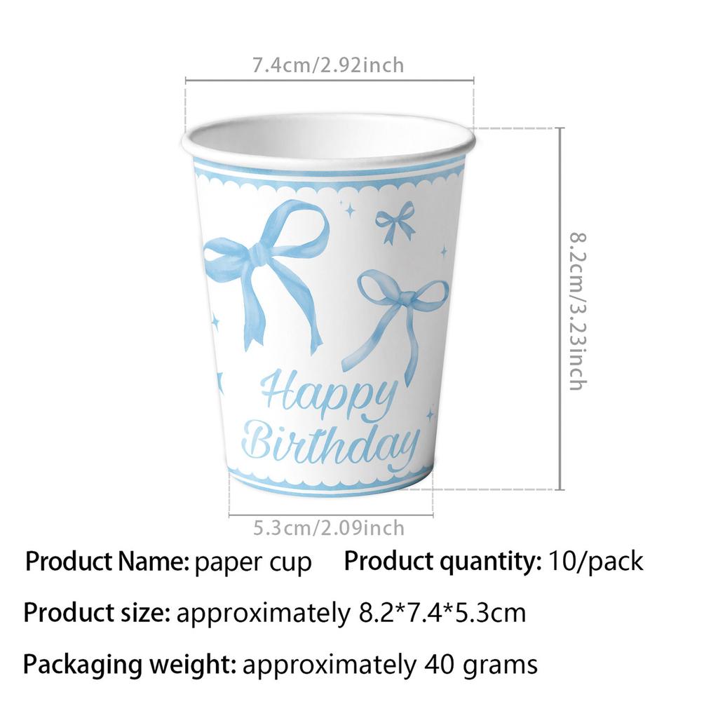 Blue bow disposable cutlery party decoration birthday dinner plate towels paper cups Happy Birthday Banner supplies