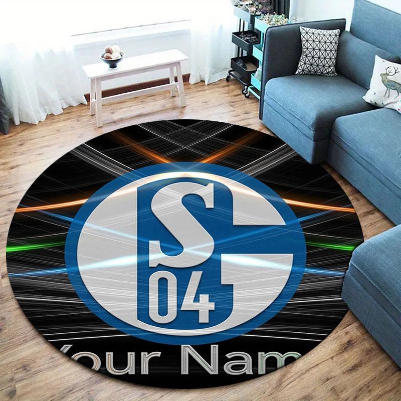 FC Schalke 04 Custom Name Round Area Rug,Carpet Rug for Living Room Bedroom Sofa Playroom Decor,Non-slip Floor Mat