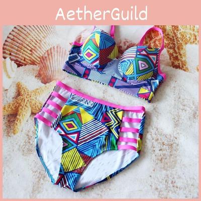 Стильный женский купальник бикини пуш-ап с мягкой чашкой большого размера с дизайном с высокой талией для комфорта