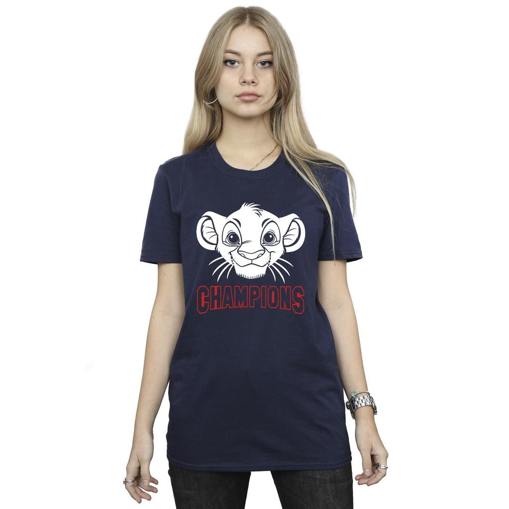 Disney Womens/Ladies The Lion King Simba Face Champion Cotton Boyfriend T-Shirt