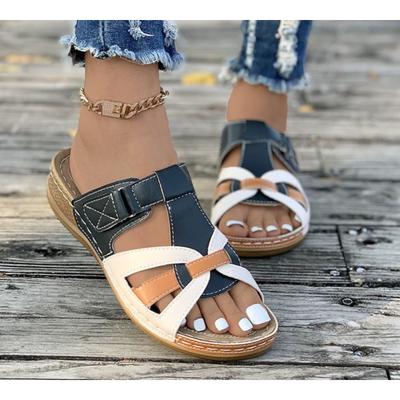 Новые летние женские босоножки на танкетке, премиальные ортопедические босоножки с открытым носком, винтажные противоскользящие повседневные женские туфли на платформе в стиле ретро