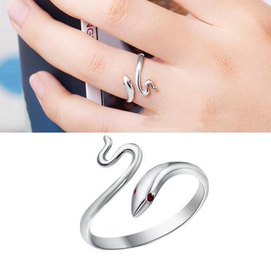 Women Opening Adjustable Finger Wavy Snake Party Ring Banquet Jewelry Decor