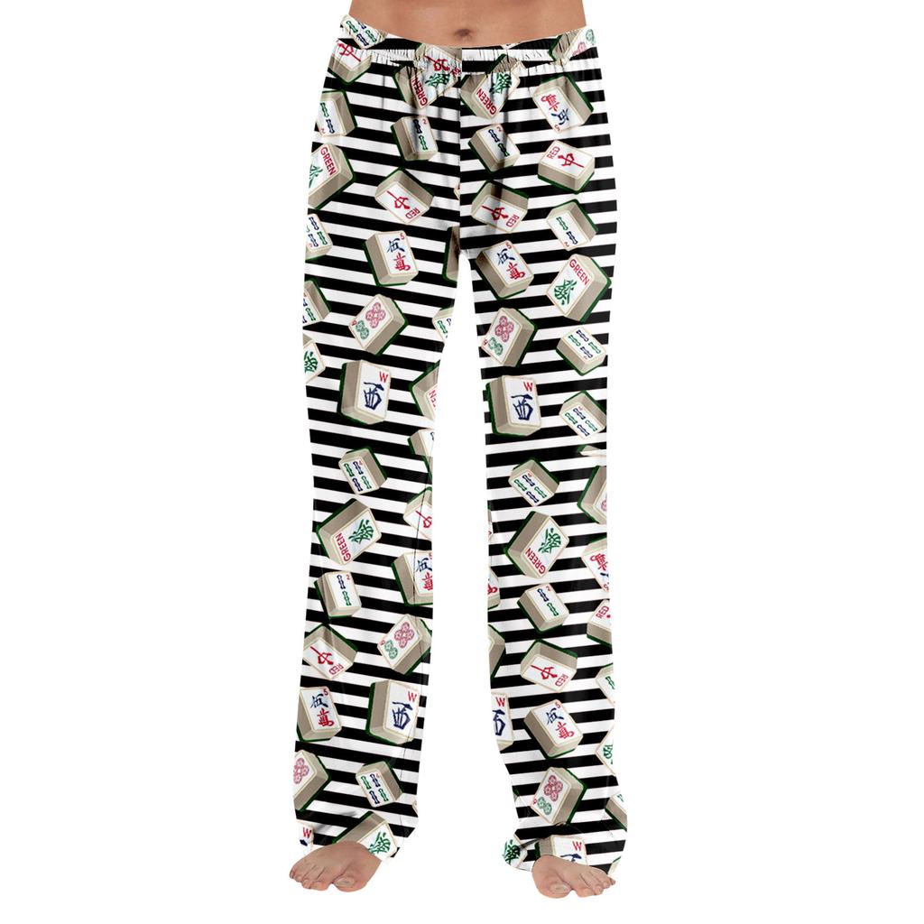 Adult Pajama Pants Sleepwear Casual Drawstring Elastic Waist Pants Comfortable Straight Yoga Loose Trousers