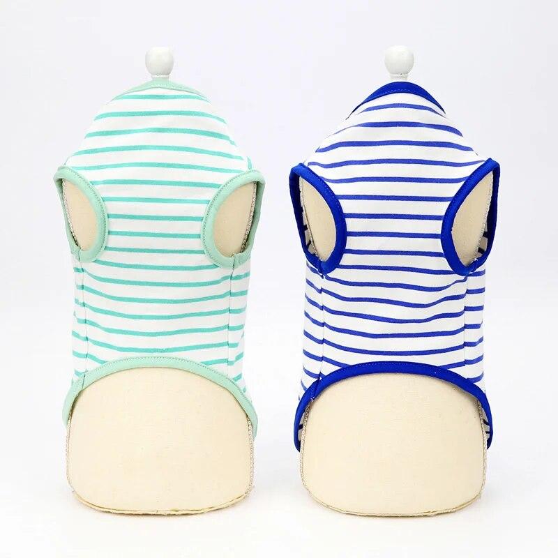 Summer Striped Dog T-Shirt Breathable Puppy Dog Clothes Vest for Small Medium Dogs Pet Cats Pug Apparel Costumes XS-XXL
