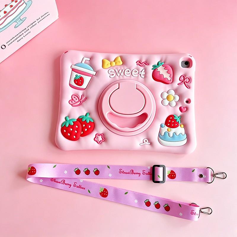 Soft Silicone IPad Case Air 3 4 5 6 Pro 11 9.7 10.2 Inch With 360 Rotating Stand Cartoon Cute Design