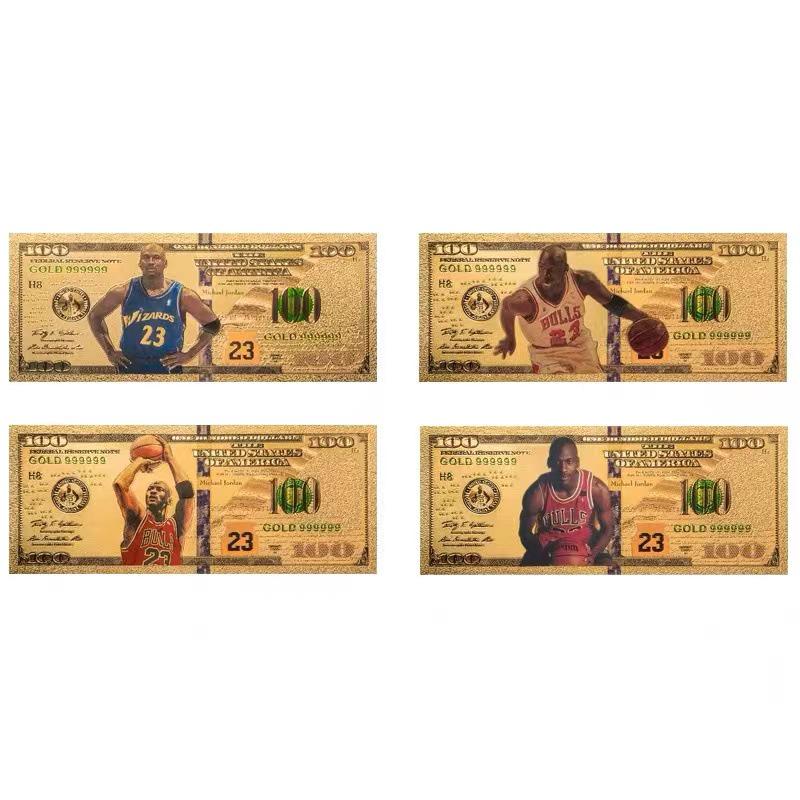 Памятная банкнота NBA Майкла Джордана с золотым тиснением Коллекция подарочных монет