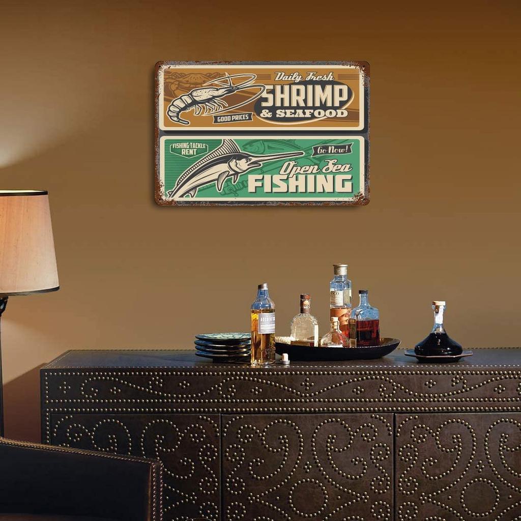 1-Pack retro wall plaque metal, 20×30cm and 30×40cm, shabby rust decor for dining room, lobby or office