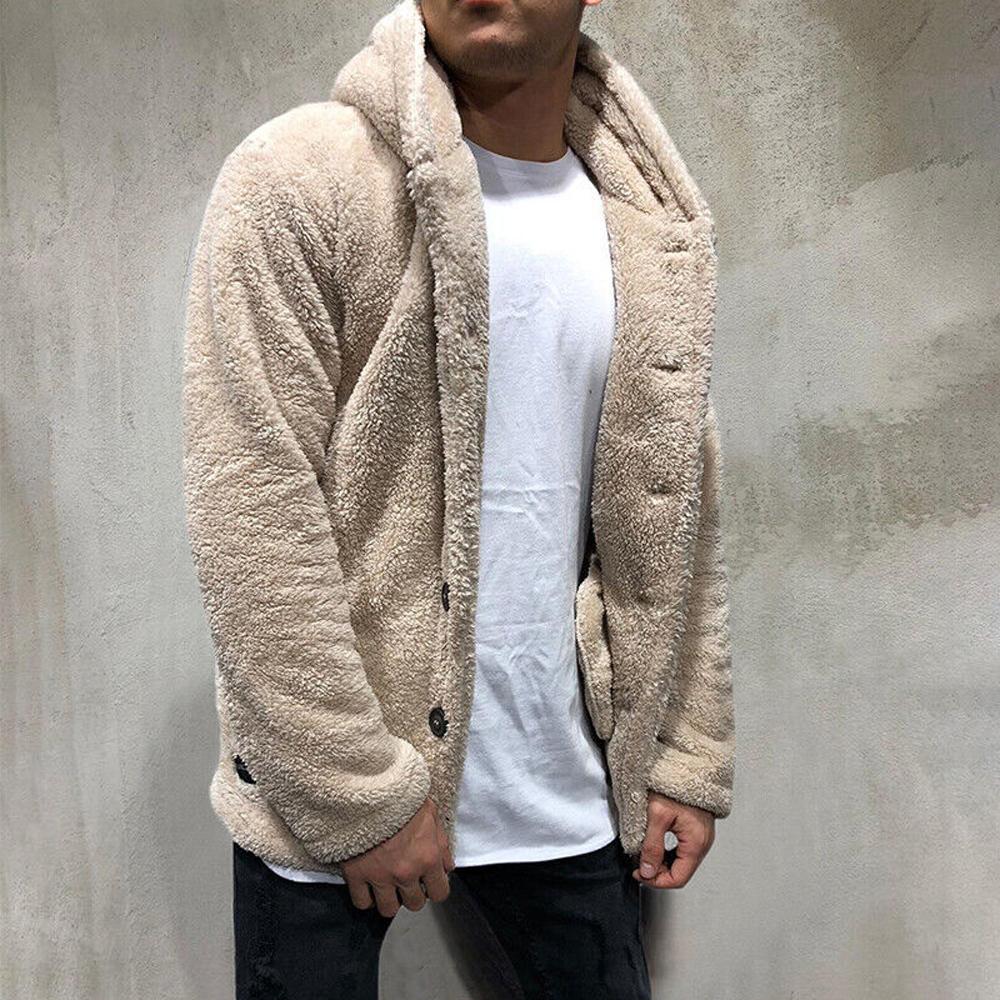 Мужское флисовое пальто с плюшевым мишкой, зима-осень, теплая куртка с длинными рукавами, меховая пушистая верхняя одежда с капюшоном, джемпер, толстовки, ветровка