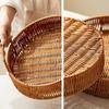 Пищевая тарелка ручной работы из пластика имитация ротанга поднос для хранения круглой формы корзина для хранения фруктов овощей торта с ручкой