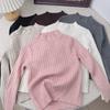 Милый вязаный свитер для девочек с высоким воротником, повседневная одежда для подростков и детей, супермягкий универсальный пуловер, модный базовый слой, нижнее белье