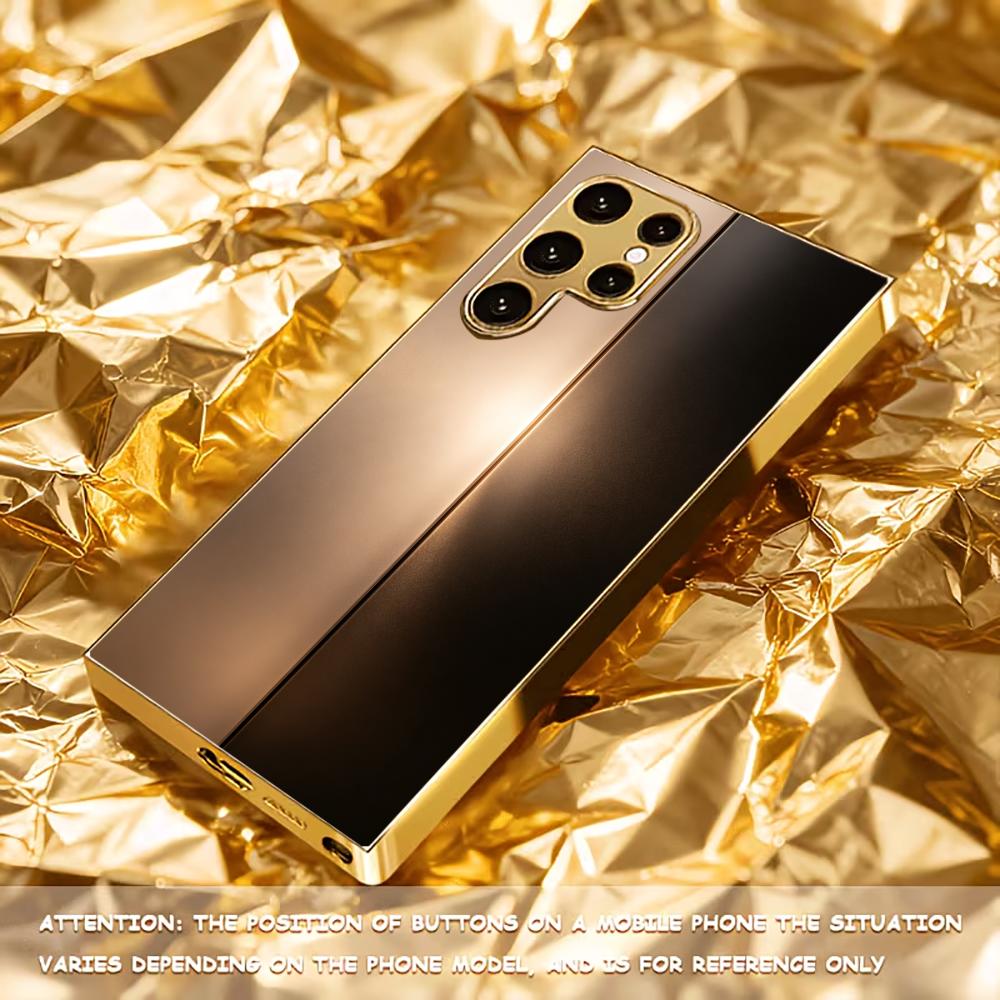 Sleek Gold & Black Gradient phone case glass s25 ultra case s26 ultra case for Samsung Galaxy S26 S25 S24 S23 S22 FE Ultra Plus