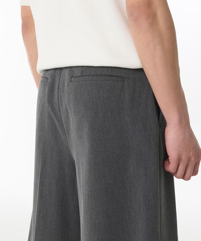 MUSINSA STANDARD Wide Bermuda Hidden Banding Half Slacks [Medium Gray]