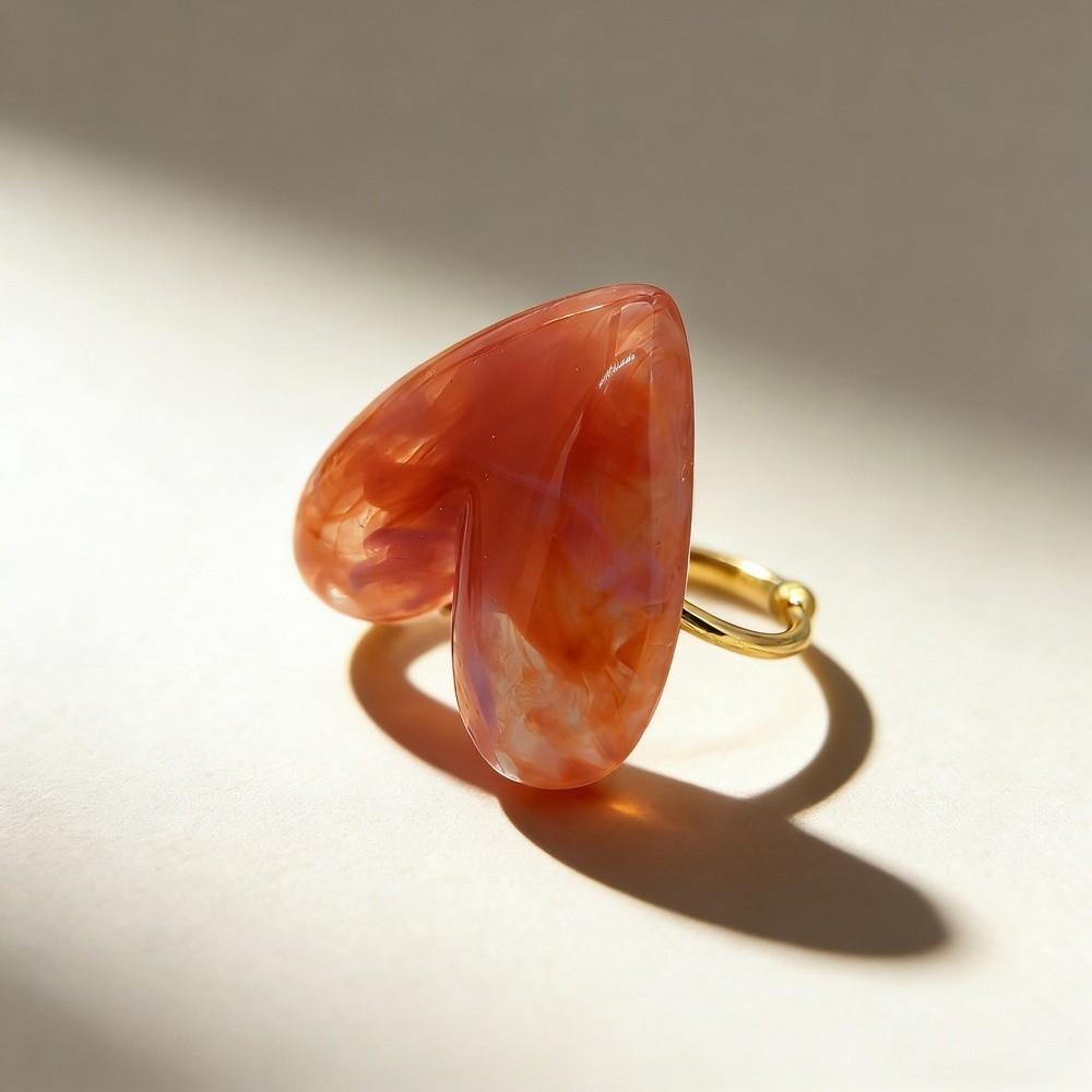 Простое кольцо с открытым ртом Личностное регулируемое кольцо Модное кольцо-сердце из смолы Мужское/Женское