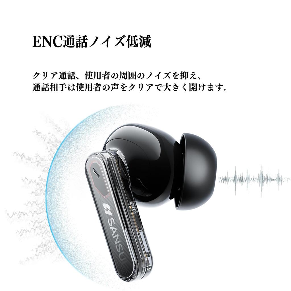 SANSUI W7 Беспроводные Bluetooth Наушники с Шумоподавлением, Автоматическое Воспроизведение, Быстрые, Компактные и Идеальные для и Игр, 5.4, Подавление Шума, Сопряжение, IPX4, Сверхдолгие