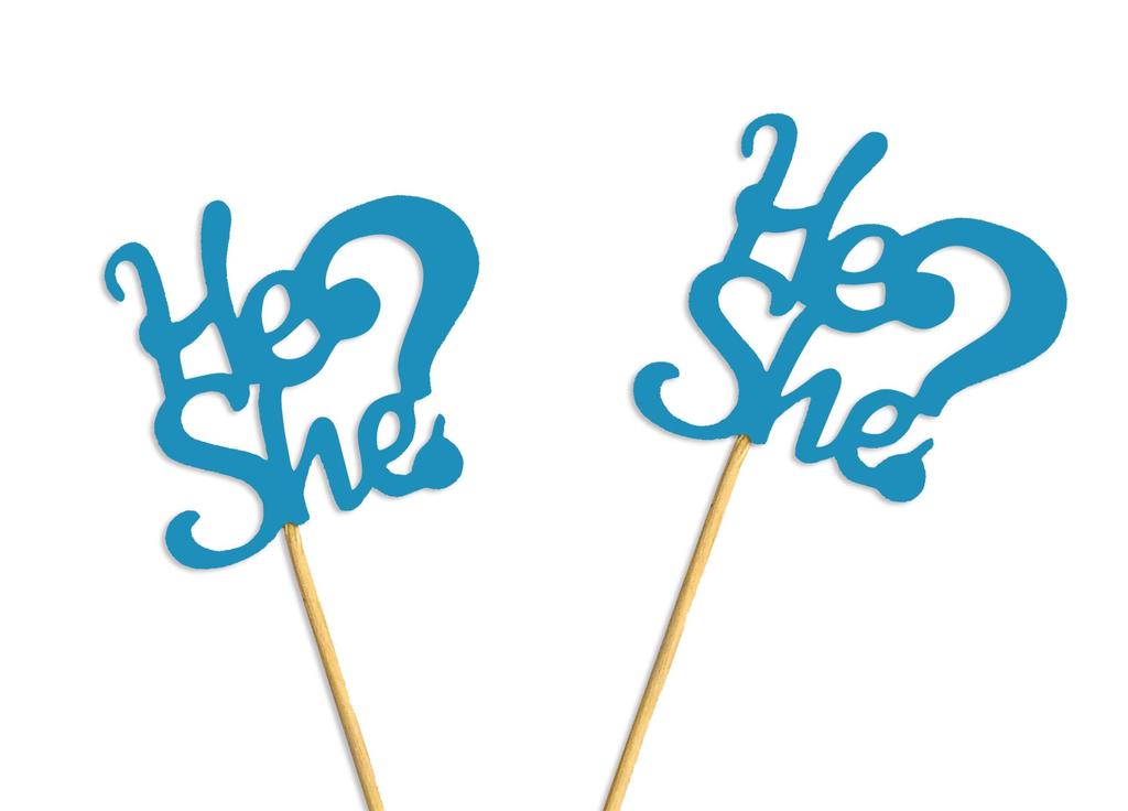 Darling Souvenir He She Раскрытие пола Baby Shower Toppers для кексов Десертные украшения - Pack Of