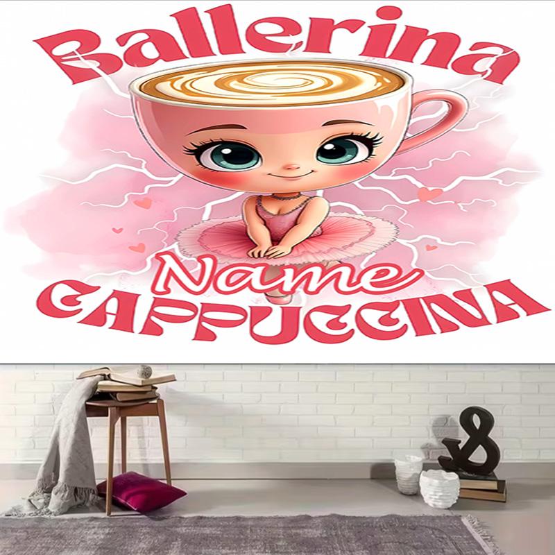 Personalized Ballerina Capuchina Background Tapestry,Custom Name Birthday Party,Multifunctional Wall Decoration for Home Decor,Various Occasions