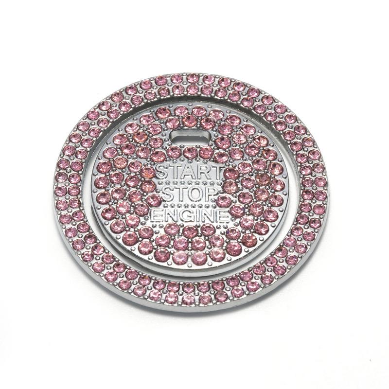 1 комплект, кольцо и кнопка, автомобильная блестящая наклейка для запуска и остановки двигателя в один клик, универсальная металлическая декоративная крышка со стразами