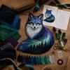 Artistic Fabric Patchwork Kit Northern Lights Wildlife Kit, DIY Animal Craft Creative Wall Hanging Sewing Project for Adults, Handmade Home