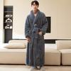 Men's Plus Size Extra Long Coral Fleece Bathrobe - Thick & Plush for Autumn/Winter