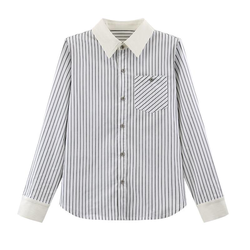 Taxiang Long-Sleeve Shirt for Women, Spring And Autumn Versatile Vertical Striped Blouse, Casual Shirt Jacket, Ladies' Top Cardigan T51S065