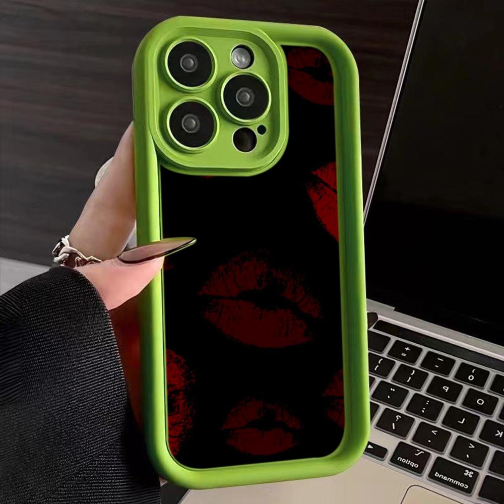 LZ23 Lips Kiss Heart Design Art Silicone Phone Case for iPhone 11 13 14 15 16 Pro Max 7 8 16 Plus 12 Mini XS Max XR Shockproof Back Cover