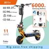 Электросамокат YUME X11+ сертифицирован для ЕС, 6000 Вт, два мотора, аккумулятор 60 В 27 Ач, 11-дюймовые шины, максимальная скорость 95 км/ч, рулевой демпфер