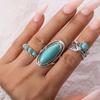 3 шт./комплект комбинированное кольцо винтажное богемное перо большое бирюзовое кольцо