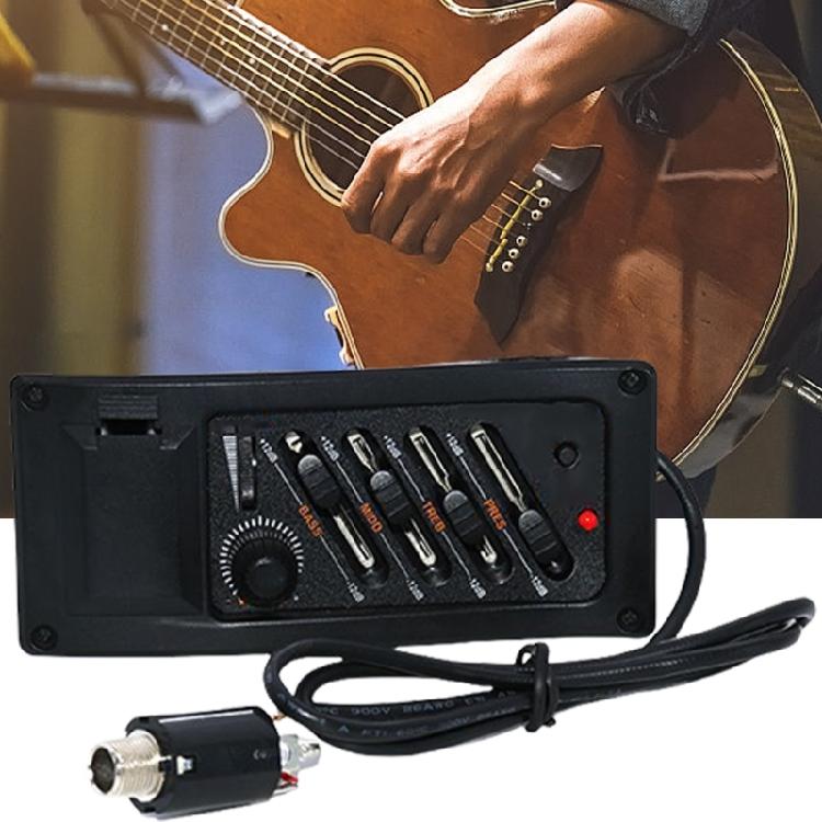 Guitar Preamp Amplifier Tuner Preamp Piezo Pickup Guitar Accessory 4 Band Equalizer Piezo Pickup Tuner Piezo Pickup