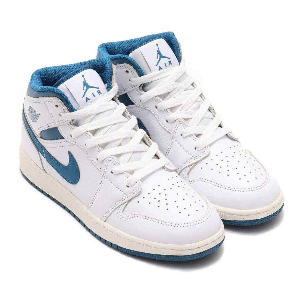 FN7432-141 Nike GS Air Jordan 1 Mid SE Белый Парус Промышленный Синий