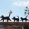 Yousheng Garden Cat Signs Metal Black Cat Silhouette Statues Bird Repellent Outdoor Decor Cat Mother And Kids Signs for Yard Lawn Decorations