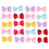 20Pcs Handsewn Cute Pet Hair Bows Grooming Bows Lovely Bowknot with Rubber Bands for Pet