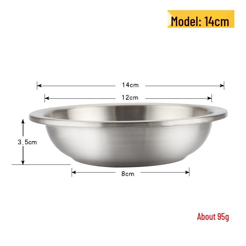 304 Stainless Steel Deepened Vegetable and Dinner Plate, Thickened Flat Bottom for Soup and Fish, Brushed Finish