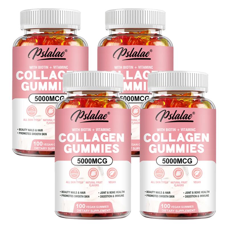 Pslalae - 5000mcg Collagen Gummies - Biotin + Vitamin C - Hair, Skin, and Nail Health