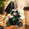 Mini Design Motorcycle Keychain 2D Flat Locomotive Men Pendant Bag Hanging Charm  Key Decor