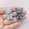 6 Sparkling Resin Teddy Bear Decorations - Cute Sparkling Cartoon Bear Decorations, Suitable for DIY Jewelry, Keychains, Hairpin