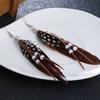 Серьги-перья Длинные свисающие серьги Богемные кулоны Кулон-перо Свисающая серьга Украшение для платья