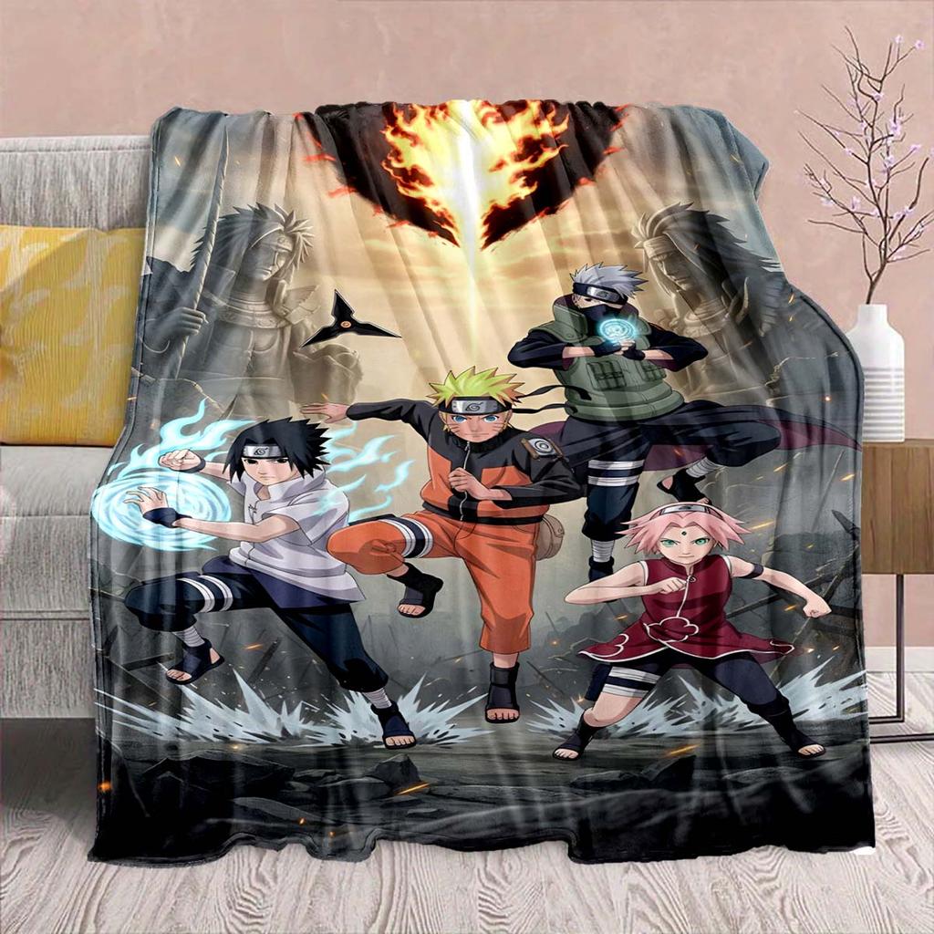Naruto Anime Flannel Blanket - Soft Warm Perfect for Sofa, Bedding Camping Travel Office Home Decor -QJY