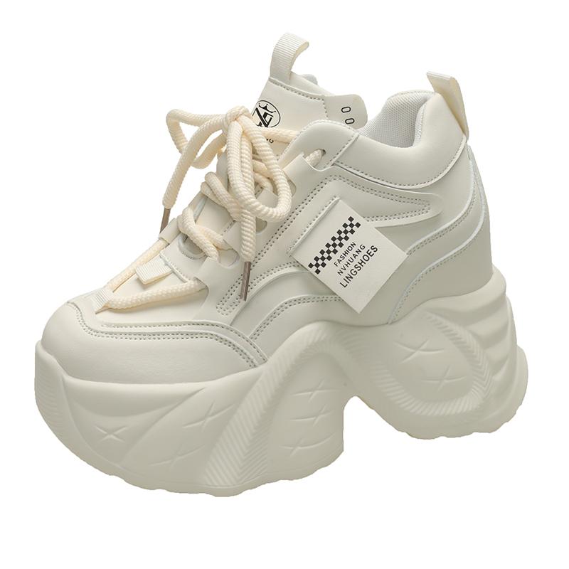 Модные женские кроссовки-папа на высокой платформе, высота 10 см, высота платформы 9 см, внутренняя танкетка, очень толстая подошва, весенне-осенняя модель, обувь в корейском стиле