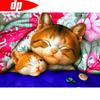 Алмазная картина с круглыми камнями, полная алмазная вышивка, кошка, стразы, картина, домашний декор
