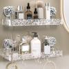 Bathroom Storage Rack with Hooks Transparent Wall-mounted Punch-free Self-adhesive Great Load Bearing Anti-slip Cosmetic Toothpaste