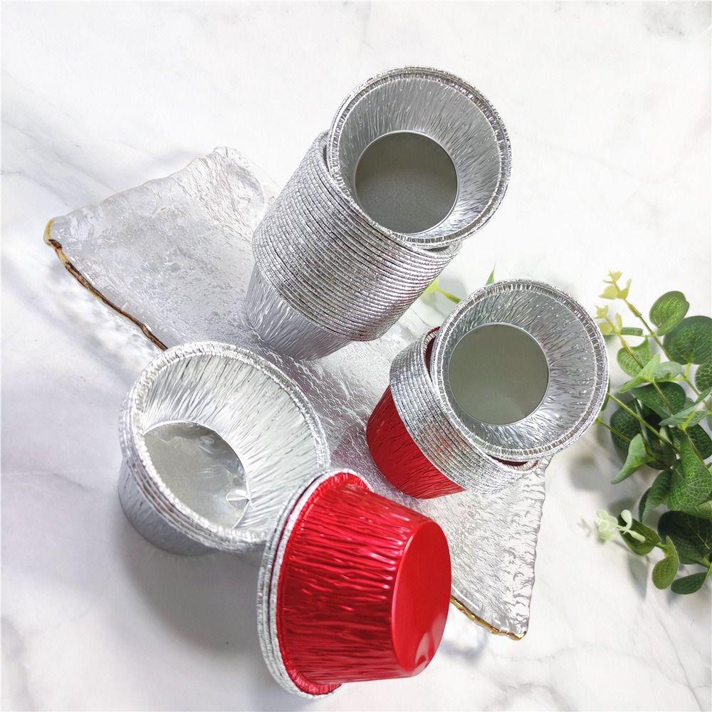 50Pcs Non-stick Baking Cup Tray Disposable Tinfoil Tray Aluminum Tin Foil Baking Pans  Pudding