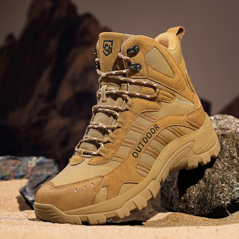 Осенняя спортивная обувь для мужчин с высоким верхом, противоскользящие, походные, спортивные, на толстой подошве, для активного отдыха в пустыне, тактические ботинки для мужчин