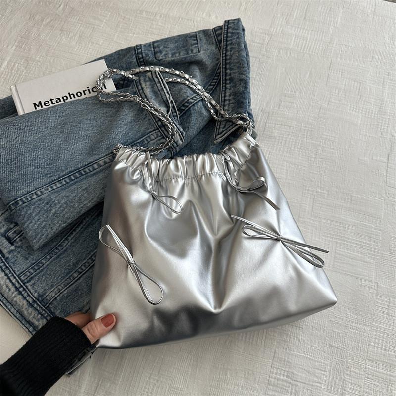 2024 New Spring Stylish Shoulder Crossbody Bag For Women Chic Street Style Pu Bucket Bag In Black/brown/silver/white