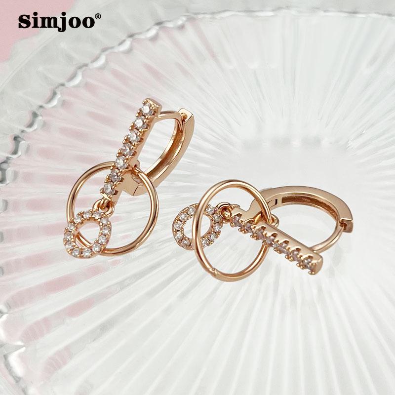 SIMJOO Advanced Feel круглые серьги с цирконием женские модные серьги цвета розового золота