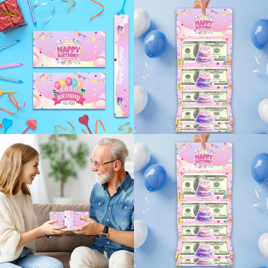 Pink Cake Birthday Red Envelope With Cash Storage For Celebrations And Holiday Gifting