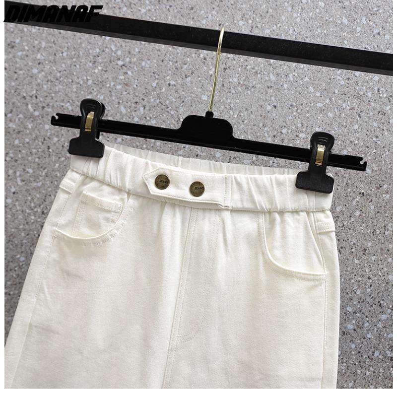 DIMANAF Большие размеры Женские брюки Летние короткие джинсы Джинсы с эластичной резинкой на талии Свободные брюки Базовые шорты с отверстиями и высокой талией