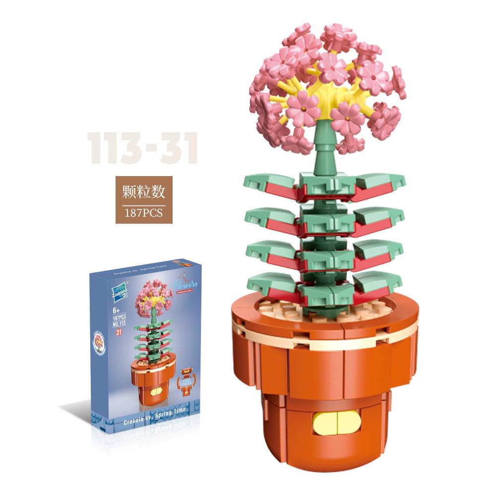 Цветочные горшки для растений, суккуленты, строительные блоки, украшения, модели, украшение для дома, букет цветов, сборные кирпичи MOC, игрушка для детей, подарок