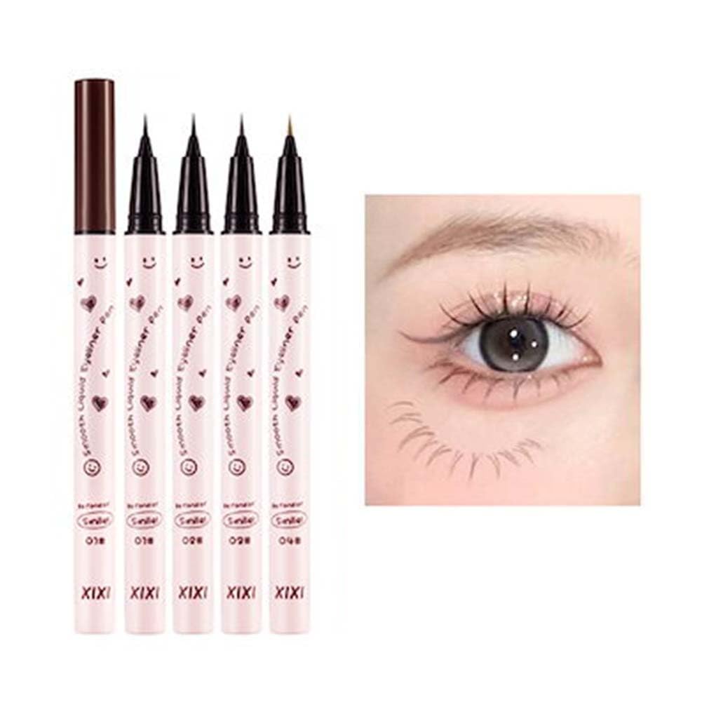 Пара Blossom Rain Fine Smooth Водонепроницаемые и Корейские Жидкие Кисточки для Макияжа Макияж Легкие Черные (Эбони) Подводки для Глаз, Устойчивые к Поту, Ультратонкие, Долговечные,