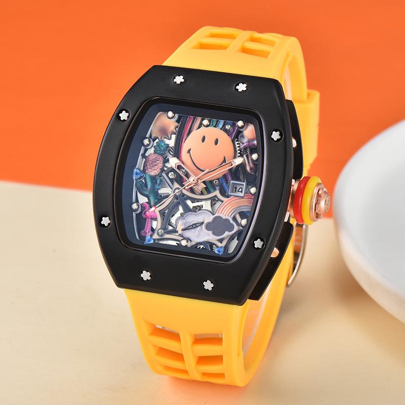 Мужские кварцевые часы из чистого белого вина с циферблатом в форме бочки, календарем и секундной стрелкой