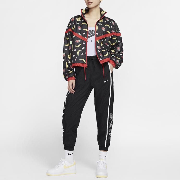 Nike Ретро спортивные тканые логотипы шнурок свободный крой длинные брюки женские брюки черный CK1409-010